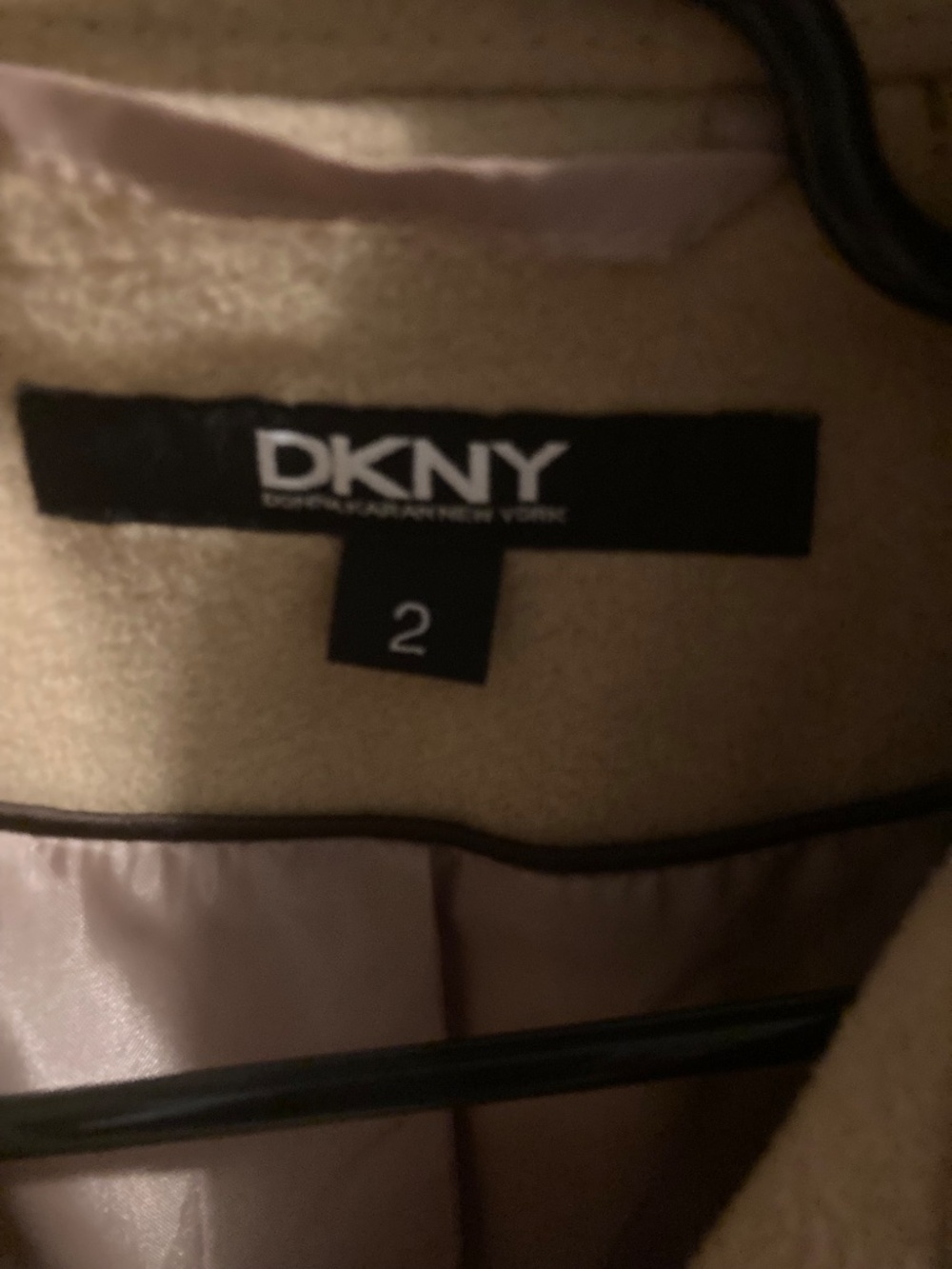 DKNY fall coat camel cashmere tan wool riding double breasted 2 midi trench - Picture 2 of 7